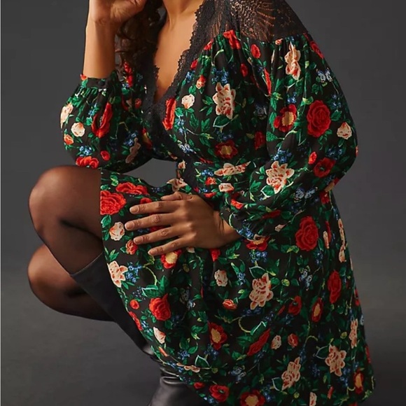 Anthropologie Dresses & Skirts - Anthropologie Lacy V-Neck Mini Dress - Size 8